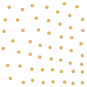 Close-up detail of self-adhesive gold dot wall stickers on a clean white background