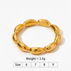 Polished gold minimalist bubble ring made of stainless steel with a smooth dome design