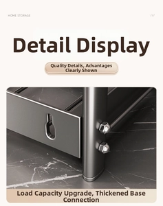 Macro detail of dark grey metal storage rack with thickened base and secure bolt fixation