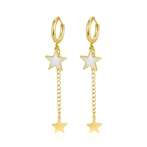 Eleganti orecchini a cerchio in acciaio inossidabile placcato oro 18K con stelle