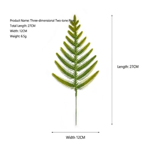 Detail view of 27cm artificial dual-tone pine needle branch with size dimensions