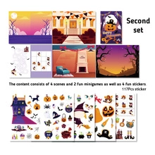 DIY Halloween PET stickers set with 117 pieces for 3D miniature house and scene journaling