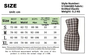 Tabella taglie per completo due pezzi da donna con top a fascia e gonna