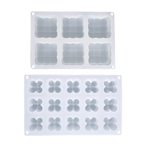 Moules en silicone à 6 et 15 cavités pour bougies DIY et gâteaux mousse blancs