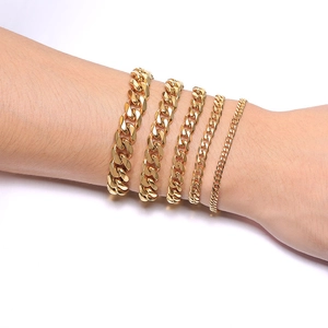 Cuban Link Bracelet Stainless Steel Polished Hip Hop Punk Minimalist Jewelry For Men Women