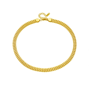 Chunky gold layered mesh chain necklace in punk style with lobster clasp and extender