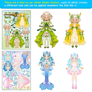 6 sheets of creative cartoon princess dress-up stickers for kids DIY puzzle toys