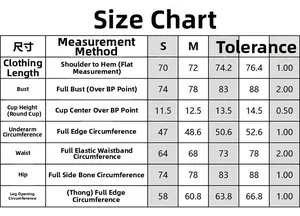 Detailed size guide table for women striped swimsuit showing measurements for S to XL