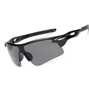 Black frame cycling sunglasses with grey lenses for outdoor sports performance