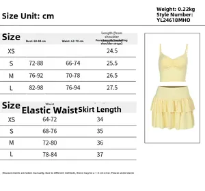 Detailed size chart for sexy backless crop top and high waist pleated skirt set