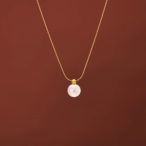 Elegant Single Artificial Pearl Pendant Necklace Dainty Titanium Steel 18K Gold Plated Minimalist Chic Jewelry For Women