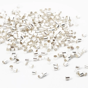 Lot de petits tubes à sertir en cuivre argenté pour la fabrication de bijoux DIY