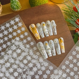Snowflake Christmas Nail Art Stickers Embossed Self Adhesive Winter Decoration DIY Manicure Decals