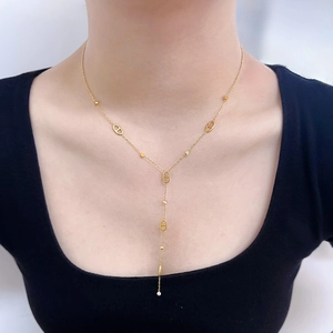 Classic 18K gold plated titanium steel Y-shaped necklace with anchor link design