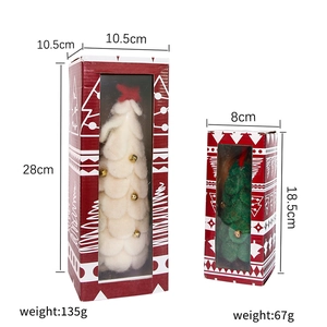 Mini wool felt Christmas tree ornaments with star topper in red and white gift box