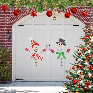 Christmas magnetic garage door sticker cute snowman holiday outdoor decorations decor