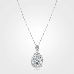 Vintage 925 Sterling Silver Necklace With Pear Cut Cubic Zirconia Waterdrop Pendant Hollow Out Luxury Jewelry For Women