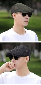 Detail of breathable mesh and quilted fabric on casual beret hats in black and green