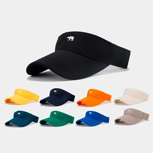 Sun Visor Hat Cotton Bear Embroidery Breathable Topless Outdoor Running Sports Summer Adjustable Cap Men Women