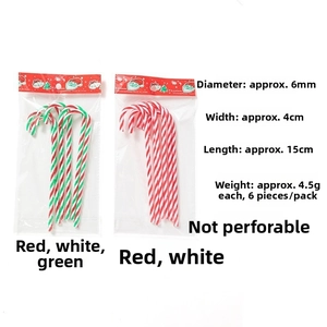 Detail view of 15cm red and white striped acrylic candy cane Christmas ornaments