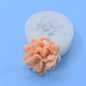 Flower shaped silicone mold for DIY cake mousse chocolate with completed pink floral resin