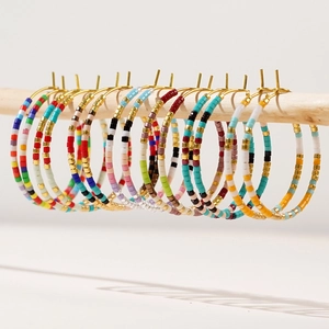 Orecchini A Cerchio Con Perline Miyuki Colorate Stile Etnico Boho Gioielli In Lega Per Donna Estate