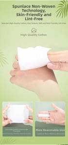 Close-up of soft embossed cotton makeup remover wipes with non-woven fabric texture
