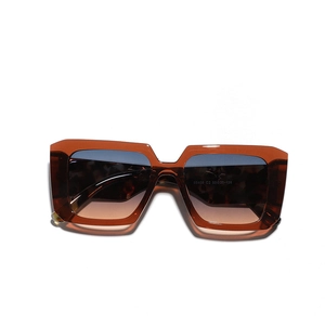 Y2K oversized square sunglasses with amber tortoise frame and gradient lenses