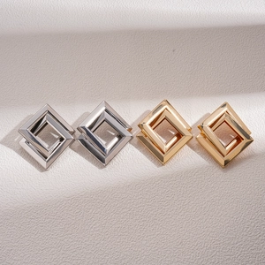 Set of four geometric square buckles in polished gold and silver finish for handbags