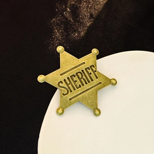 Vintage Bronze Metal Sheriff Star Badge Hexagram Brooch For Clothes Decoration Pin Accessory