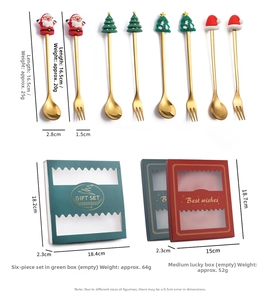 Detailed size specifications for Christmas stainless steel spoon and fork gift set