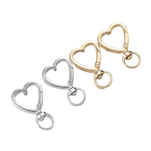 Aluminum alloy heart-shaped lobster clasps in gold and silver for DIY keychains