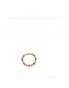 Detail view of colorful zircon tennis bracelet showing its 18.5cm length and 14.6g weight