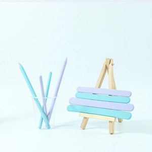 Morandi silicone stir sticks in mint blue and lilac for resin DIY or makeup mixing