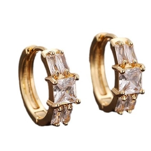 Elegant gold micro-pave zircon geometric hoop earrings with sparkling cubic zirconia