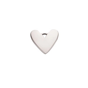 Polished silver heart-shaped stainless steel pendant with smooth mirror surface and ring