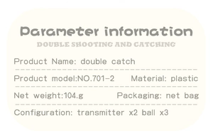 Specifiche dettagliate del gioco cattura pallina con 2 lanciatori e 3 palline incluse