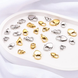 Polished heart lobster clasps in gold and silver for DIY jewelry making and necklace chains