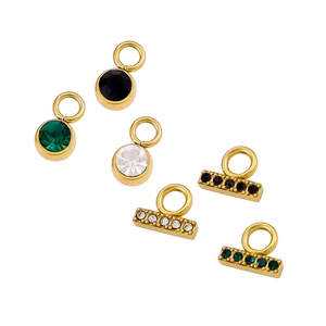 Exquisite gold geometric pendants with black emerald and white gemstones for jewelry DIY