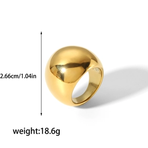 Chunky 18K gold stainless steel dome ring with spiral design measuring 2.66cm in height