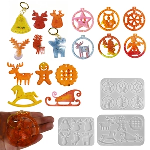 Moule En Silicone De Noël Renne Flocon De Neige Pour Bricolage Résine Porte-clés Pendentif Étiquette