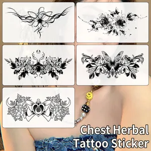 Set di tatuaggi temporanei alle erbe impermeabili con disegni floreali e farfalle per donna