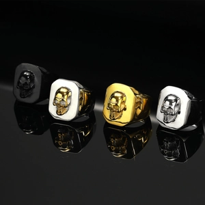 Vintage Skull Ring For Men Titanium Stainless Steel Punk Gothic Biker Distressed Domineering Retro Jewelry
