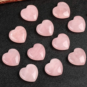 Rose Quartz Heart Shaped Palm Stone Polished Pink Crystal Healing Energy Gemstone Home Office Desk Decor Ornament