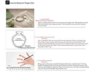 Detailed size guide for measuring ring diameter and inner circumference in millimeters