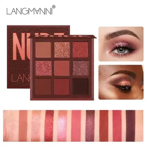 Palette de 9 ombres à paupières Langmanni aux tons nude mats et scintillants pour maquillage