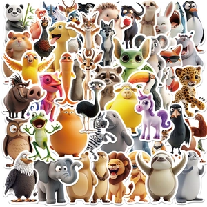 Cute 3D Cartoon Animal Waterproof PVC Stickers For Laptop Water Bottle Helmet Phone DIY Decorative Decals For Kids Teens