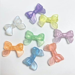 Luminous glitter bow beads in assorted colors for DIY jewelry and phone charms
