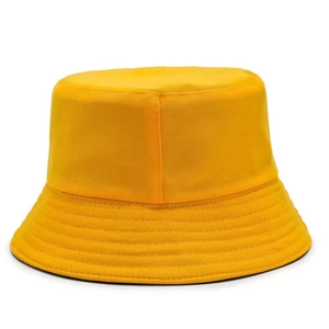 Cappello da pescatore giallo acceso in tela di cotone con corona stabile e tesa cucita