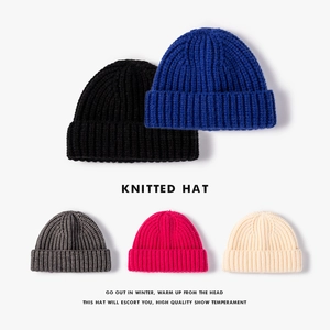 Bonnet En Tricot Cachemire De Mouton Épais À Côtes Skull Cap Hiver Chaud Extérieur Style Pêcheur Pour Hommes Femmes Unisexe